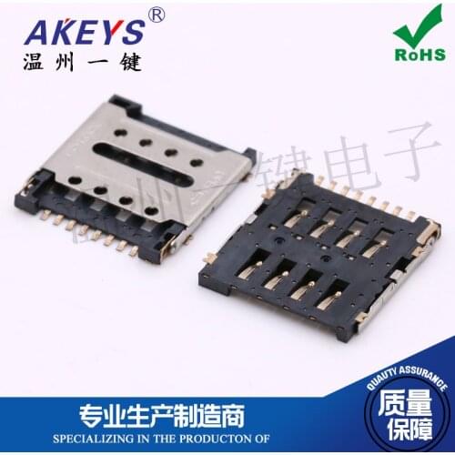 10PCS small card deck MICRO SIM card holder Phone card slot 8P flip type 1.5H patch 8 feet 8 holes