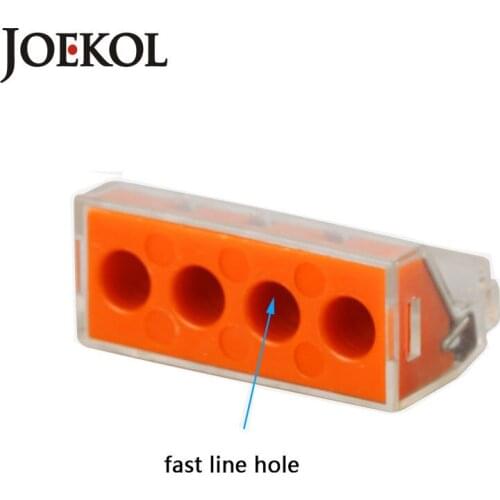 100pcs/lot) 4-pin type push wire quick connector for 0.75~6.0mm cable terminal block JK-104D