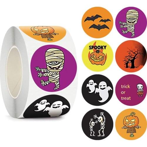 50-500pcs Happy Halloween Sticker Halloween Pumpkin Bat Sealing Sticker for Kids Halloween Party Baking Accessories Tools DIY
