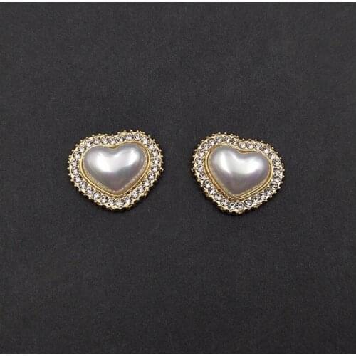 50pcs Heart Shape Pearl Crystal Rhinestone Appliques Flatback Jewelry strass Buckle Wedding Brides Dress Hairpin Hair Clip Decor