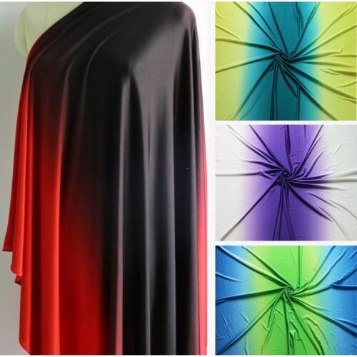 50cm*150cm Knit Spandex Fabric Shaded Gradient Material For Evening Dress 4 Way Stretch Material For Sports Latin Clothing