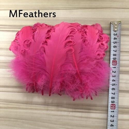 500pc Deep Pink Color Dyed Curled Goose Feathers Nagorie 13-20cm 5-8inch diy crafts goose duck feather hats headwear accessorys