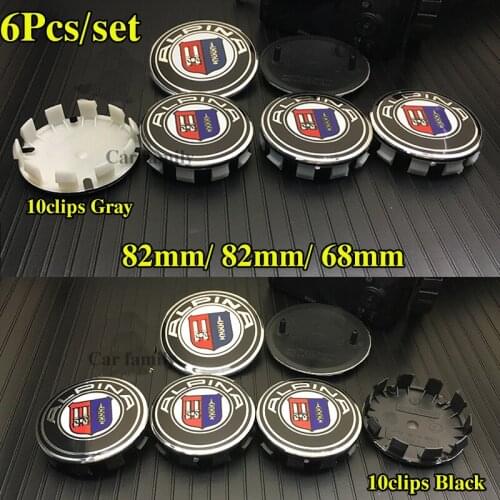 6pcs Badge 68MM Car Wheel Center Hub Cover Rim Cap 82MM Label Auto Bonnet Trunk Rear Logo Emblems For bmw