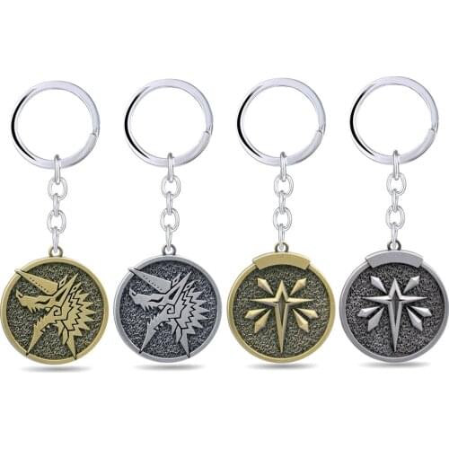 Moster hunter World MHW Keychain zinogre Metal Pendant Key Ring Bag Charm Key Chain llaveros Game Jewelry