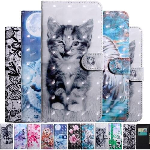 3D Cat Dog Flower Painted Flip Leather Case For Samsung Galaxy S21 Plus Ultra A12 A32 A02S A42 A52 A72 5G Card Holder Book Cover