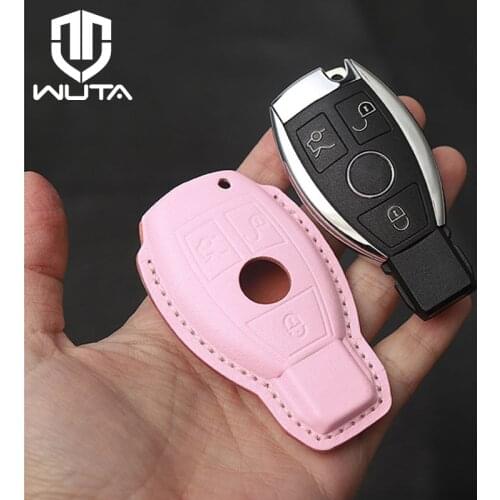 WUTA NEW Handmade Car Key Cover Case for BMW/Benz/Audi /Infiniti Genuine Leather Kit Semi-finished Key Purse DIY Gift
