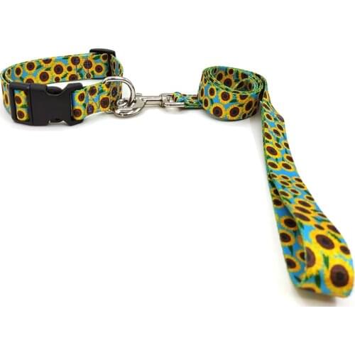Flower Dog collar adjustable fine design pet collar with cute dog Leash For small, medium and large dog and cat collar sets