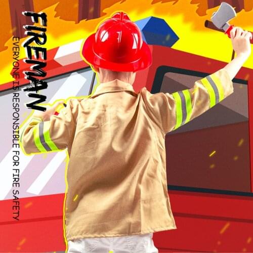 Kids Little Fireman Role Play Costume Firefighter Cosplay Comfortable Uniform Children Halloween Carnival Party Costumes New