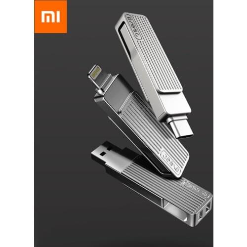 Xiaomi USB 3.1 U Disk OTG Metal Flash Pen Drive Memory Stick With MFi Lightning/Type-C Connector For iPhone 11 Pro/11/XS/X/8/7