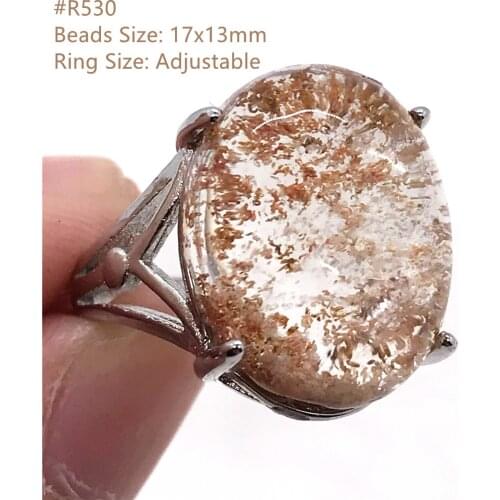 Natural Ghost Phantom Quartz Ring For Women Lady Man Luck Crystal Garden Ghost Silver Love Gift Adjustable Ring Jewelry AAAAA