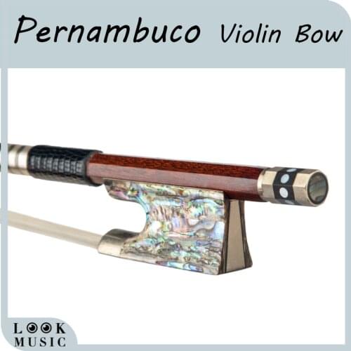 Creative 4/4 Violin Bow Pernambuco Bow Round Stick W/Abalone Frog Mongolia Horsehair