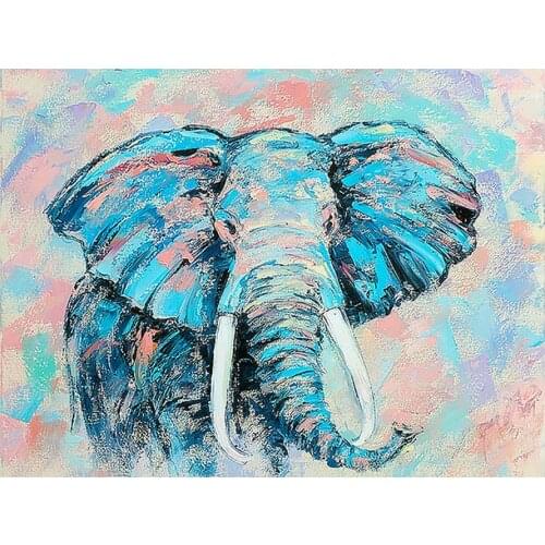 Round Full Drill Diamond Painting Oil Blue Animal Elephant Nouveaute DIY Needlework Mosaic Embroidery 5D Cross Stitch Picture