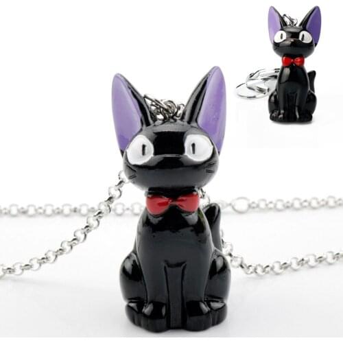3D Cartoon Doll Trinket Keychain Necklace Kikis Delivery Service Sakuma Rei jiji Cat Pendant Necklaces Creative Jewelry Gift