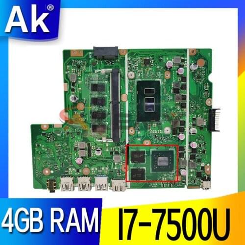 Akemy X540UBR laptop mainboard For ASUS X540UB X540UBR X540UV original motherboard with 4GB RAM I7-7500U V2G tested full 100