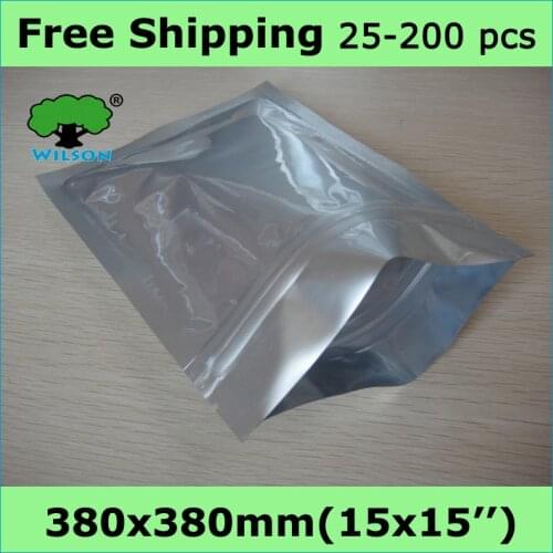 38x38cm (15''x15'') 4 mils 15 pcs food storage square bag aluminum foil zip lock mylar zipper bags Free shipping