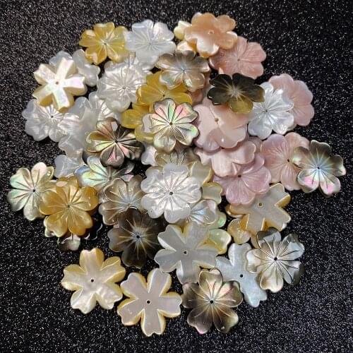Fashion 3pcs Natural Flower Shape Shells Various Colors for Jewelry Making Charms Necklace Size 10mm