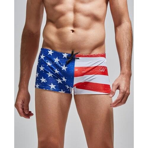 Men low waist swimwear mens boxer swimming trunks new sexy national flag beach shorts boxers suit men swimsuit surfing pants
