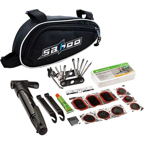 SAHOO MIX in 1 Cycling Bicycle Tools Bike Repair Kit Set with Pouch Pump Black Bicycle Accessories Mountain Screwdriver Tool