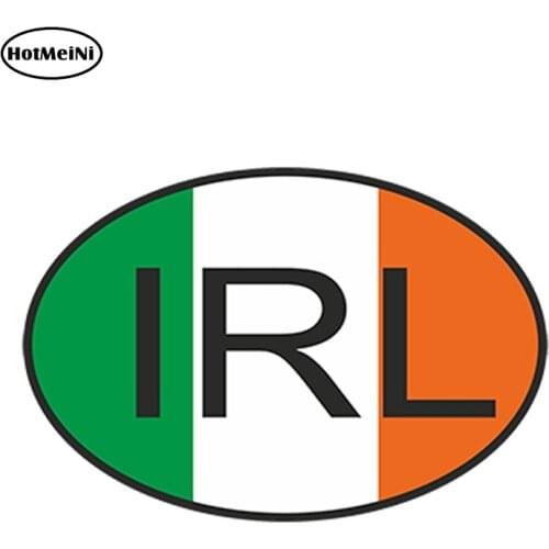 HotMeiNi 13cm x 9.1cm Car Styling Irl Ireland Country Code Oval with Flag Car Sticker Decal Helmet Waterproof Car Accessories