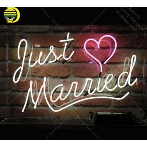 Neon Sign for Just Married Neon Bulb sign handcraft love gift glass tube light Decorate room wall lamps advertise display store