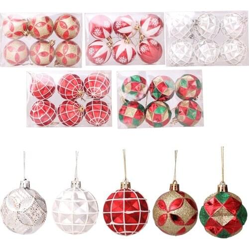 New Christmas ball hand painted ball Christmas tree decoration props 6cm christmas ornaments home decore Red and white ball
