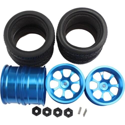 4PCS Rim and Tires with Adapter for WLtoys 1/14 144001 RC Car Metal Parts Aluminium Alloy Wheels Upgrade Parts