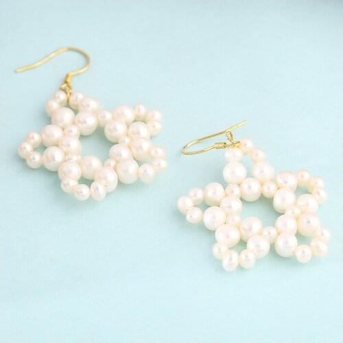 Wholesale Star Shape Real Freshwater Pearl Earrings Gold Plated Earrings Nice Party Wedding Gift 10 pairs/lot