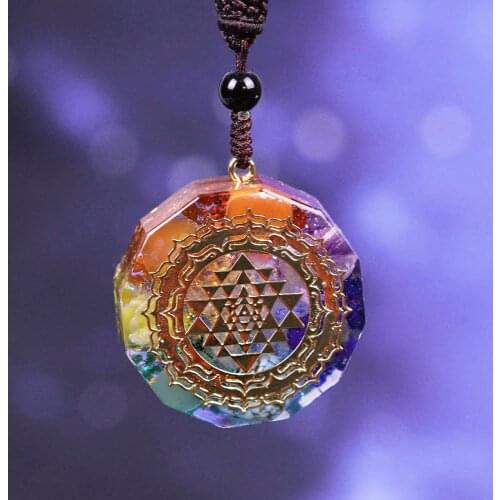 Orgonite Necklace Sri Yantra Pendant Sacred Geometry Chakra Energy Necklace Meditation Jewelry
