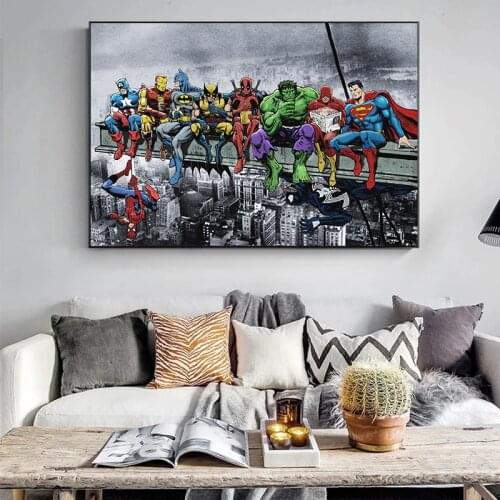 Disney Marvel Avengers Superhero Paintings Canvas Painting Poster and Print Wall Art Pictures Cuadros for Living Room Home Decor