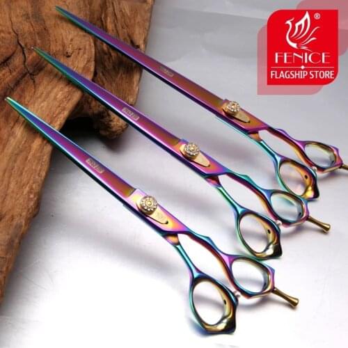 Fenice Japan 440c Professional Pet brand dog Grooming scissors 6.25/6.75/7.5/8.5 inch sharp cutting straight shears