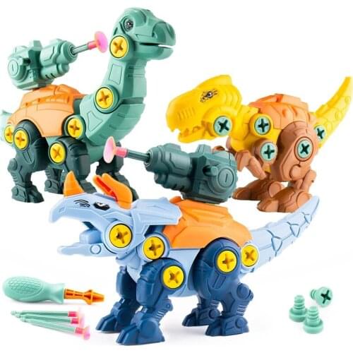 DIY Disassembly Assembly Dinosaur Toy Set Screw Nut Combination Assembling Dinosaur Model Educational Toy for Children Kids Gift