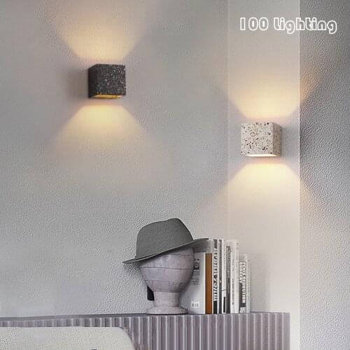 Cube Colorful LED Wall Lamps Cement Stone Bedside Aisle Stairs Foyer Minimalist Wall Sconces Atmosphere Lighting G4 110-240V
