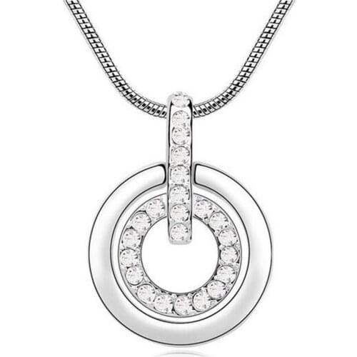 Christmas gift Circle Pendant necklace made with Czech crystal