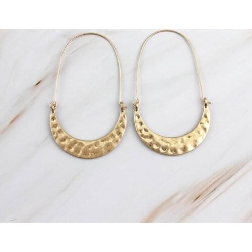 3 Color Tone Classic Crescent Hoops Earrings for Women Hammered Metal Crescent Hoop Earrings Crescent Metal Hoops Earrings