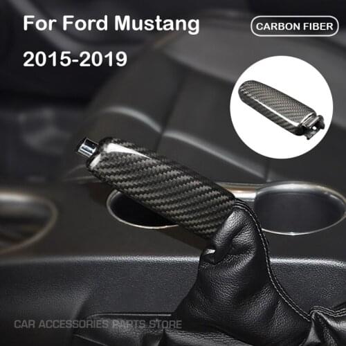 Real Carbon Fiber Car Replace Handbrake Grips Cover for Ford Mustang 2015 2016 2017 2018 2019 Accessories Interior Trim