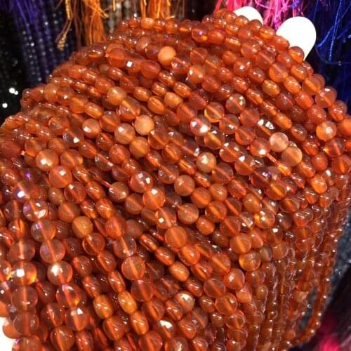 Oblate Cut Natural Stone Beads Red Agates Loose Stone Bead For Bracelet Necklace Jewelry Making DIY Size 6mm