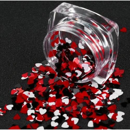 1Box Fashion Nail Sequins Stickers Heart Shape Mixed Color Nails Art Decoration Glitter Manicure Tips Nail Beauty Tool