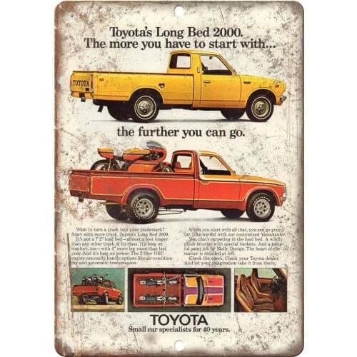 Toyota Long Bed 2000 Pickup Truck Wall Tin Sign Metal Poster Retro Plaque Warning Sign Vintage Iron Painting Decor Funny Hanging