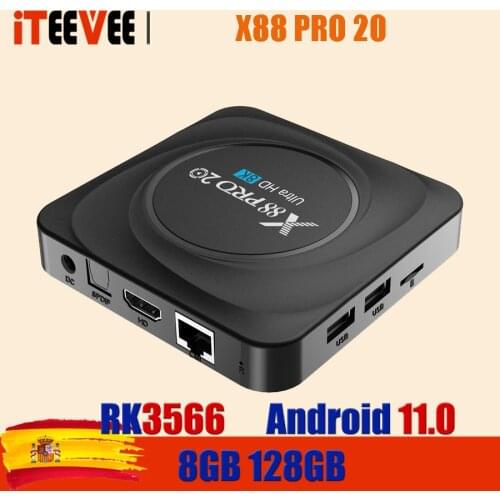1PC X88 PRO 20 RK3566 TV Box Android 11 8GB RAM 128GB ROM Support 8K 24fps 2.4G/5G WiFi 1000M Google Youtube X88 PRO 32GB 64GB
