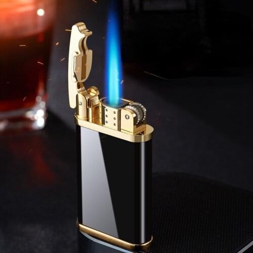 Straight Into The Lighter Windproof Metal Inflatable Blue Flame Point Cigar Smoking Accessories for Weed Tobacco Accessories