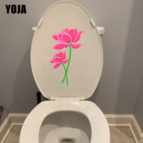 YOJA 13.1*22CM Fresh Hand Painted Lotus Cartoon Kids Wall Sticker Mural Bathroom Toilet Sticker T1-0680
