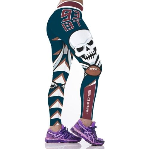 Sport Women Leggings Football Skull 3D Print High Waist Trouser Lady Motion Pant Quick Dry Capris Fitness Rugby Jogging Jeggings