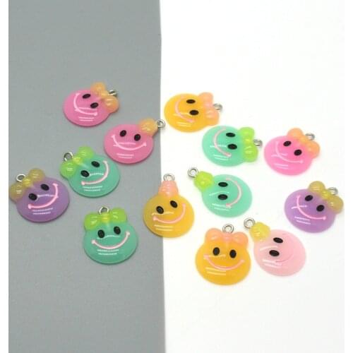 10pcs Kawaii Cartoon Smiling Girl Face Charms Resin Flatback DIY Pendant For Earrings Bracelet Keychains Jewelry Accessory