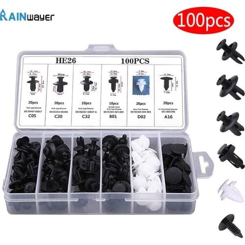100PCS Mixed Auto Fastener Clip Car Body Push Retainer Pin Rivet Bumper Door Trim Panel Retainer Fastener Accessories Kit new