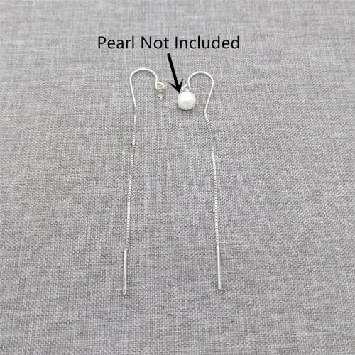 2prs of 925 Sterling Silver U Earring Threaders Rhodium Plated for Pearl Jewelry
