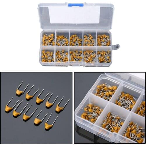 300pcs 10 Values 50V 10pF~100nF Ceramic Disc Capacitors Assortment Kit with Box Monolithic Capacitor Set
