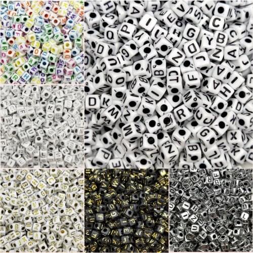 5mm Acrylic Letter Beads Square Alphabet Spacer Loose Beads for Jewelry Making DIY Handmade Accessories Random Mixed 100pcs/lot