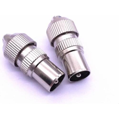5pcs metal 9.5 Cable TV plug without welding type RF head RF cable connector TV head closed circuit head bamboo male bnc RCA