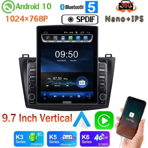9.7" Vertical Tesla Android 10 Car Media Radio GPS PX6 4+64G Nano+IPS 360 4*AHD Camera For Mazda 3 Mazda3 2009-2015 CarPlay DSP