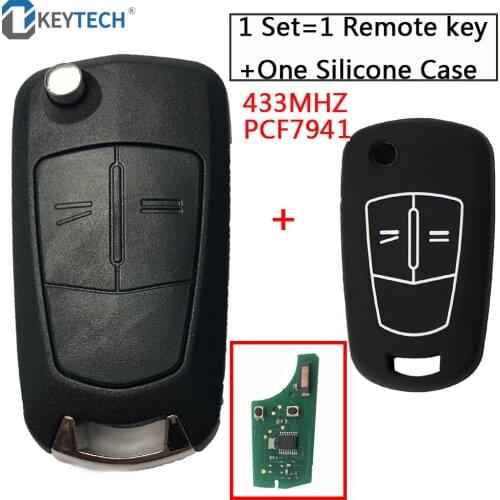 OkeyTech PCF7946 PCF7941 Chip Car Remote Key 433Mhz With 1 Free Silicone Case For Vauxhall Opel Astra H Zafira B 2005 2006 2007